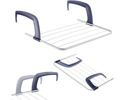 KADAX Balkonwasdroger, 52 x 36 x 1,5 cm, radiatordroger, wasdroger met 3 m drooglijnlengte, balkondroger, hangdroger voor balkonleuningen (wit)