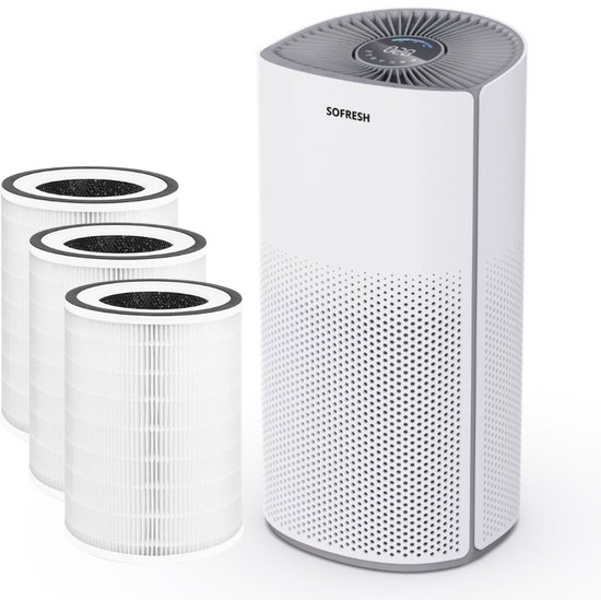 Sofresh luchtreiniger met app - 30 m² - Automatische stand + 6-in-1 filtersysteem - Luchtkwaliteitsindicator - Ionisator - UV - Luchtfilter - Air purifier met 3 HEPA-filter