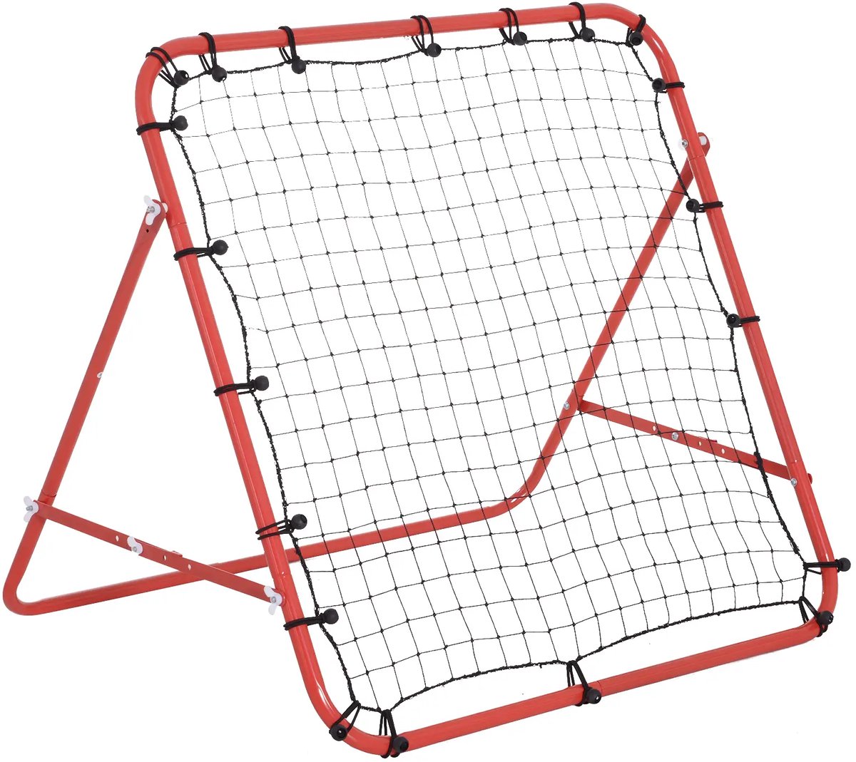 Voetbal Rebounder - Kickback - Tchouk - 96x80x96 cm - Voetbal Bouncer - Verstelbaar Voor Verschillende Intensiteitsniveaus - Voetbal trainingsmateriaal - Reboundmuur - Reboundnet - Voetbal/ Basketbal/Honkbal - Rood