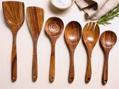 Dutchers® Ensemble de spatules en bois 5 pièces - Spatules - Cuillère à soupe - Poêle antiadhésive - Cuillère de Cuisine - Batterie de cuisine de cuisine - Spatules pour wok - Accessoires de cuisine