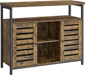 MIRA Home Buffet - Armoires - Commode - Armoire d'appoint - Armoire avec 4 Planches et 2 Portes - Industriel - Vintage - 100 x 35 x 80 cm