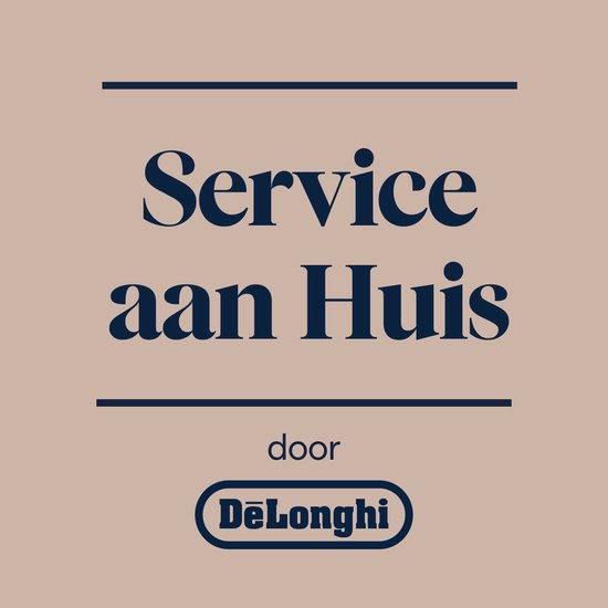Logo DeLonghi met tekst "Service aan Huis".