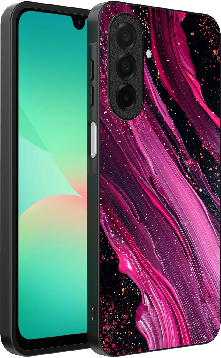 Smartphonica Telefoonhoesje Geschikt voor Samsung Galaxy A26 met marmer opdruk - TPU backcover case marble design - Paars Roze geschikt voor Samsung Galaxy A26