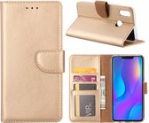 Huawei P Smart + (Plus) Goud Book Type / Wallet Étui en cuir TPU
