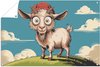 wit, bruin, rood, groen, Geit, Pop Art, Blauw