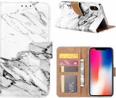 iPhone X / Xs Marmer Design Booktype Kunstleer Hoesje Met Pasjesruimte