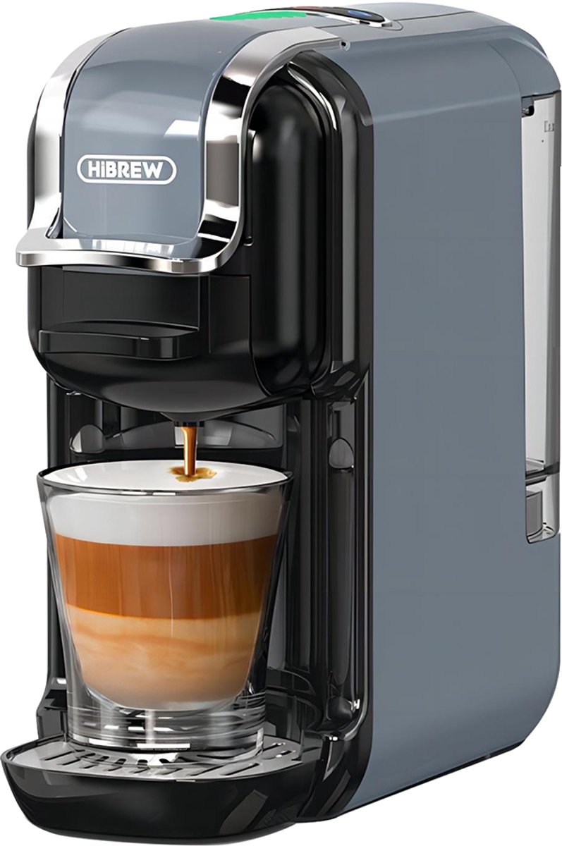 HiBrew 5-in-1 Koffiecupmachine – Meerdere Capsules – Heet/Koud – 19Bar – 1450W – Grijs