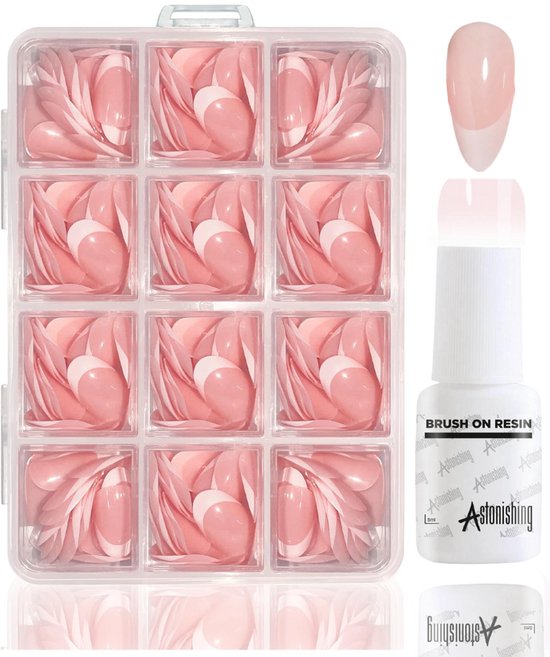 Foto: Guap 120 nagel tips met nagellijm false nails press on nails zelfklevende plaknagels nepnagels kunstnagels compleet plaknagels starterspakket smile line 120 stuks plaknagels nude french manicure starterspakket
