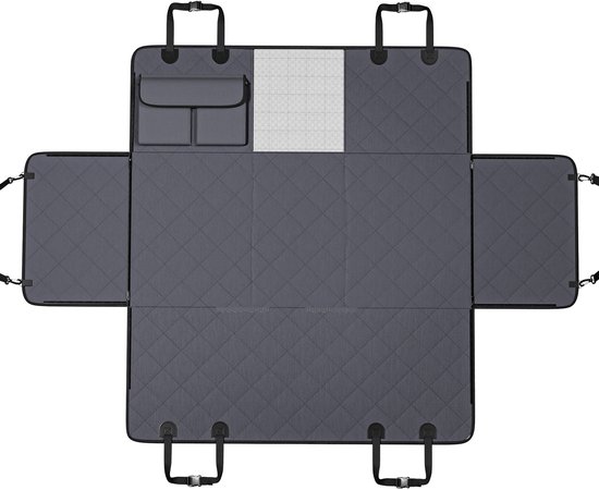 Extension de siège arrière pour Chiens, fond rigide imperméable, supporte 181 kg, fenêtre en maille et poche, pour voiture/SUV, 600d Oxford/ Zwart. Suspense N/A, Puissance N/A, Matériau : Oxford 600d