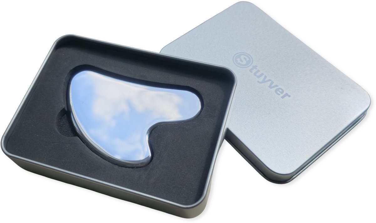 Goedkoopste Gua Sha Steen Metaal (8,5 cm) - Guasha - Gua Sha Schraper Stainless Steel - Guasha steen - Gua Sha Tool Chirurgisch staal - Tegen acne - Gua Sha Schraper - Onbreekbaar - Roestvrijstaal - RVS - Breekt niet - Met Opbergblik