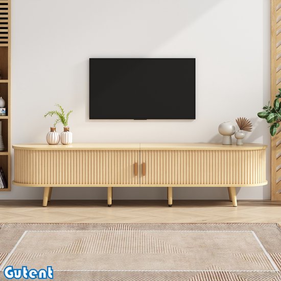 Kave Home Salaya Design Tv-meubel Met Ronde Hoeken - 200x40x52cm Kave Home Salaya Design Tv-meubel Met Ronde Hoeken - 200x40x52cm
