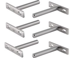 6 stuks - Industriële wandplank - Wandmontagebeugel - Industriële plankbeugel - Staal - Metaal - Plankbeugel - Zwevende plank - Metalen beugel - 3 inch - Verborgen bevestigingen