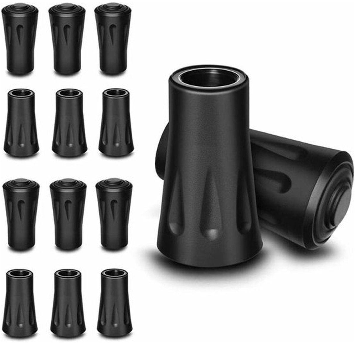 SNQ Nordic Walking Cap - Beschermkap - Nordic Walking Pole Tips - Rubberen Tips - Voor Asfalt, Grind, Berg, Wandelstokken - 12 Stuks - 11 mm
