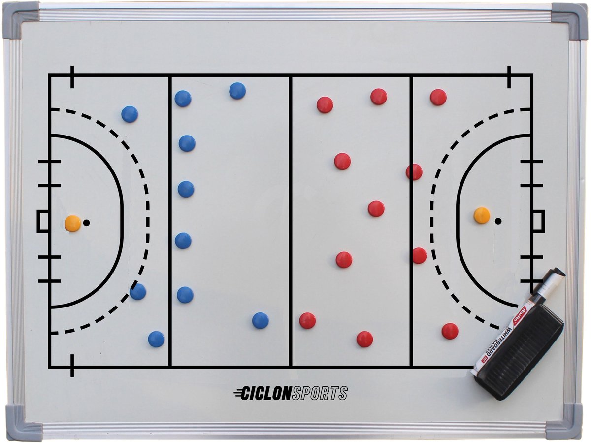 Hockey coachbord - Tactiekbord 45 x 60 cm - Magnetisch coach bord met draagtas en accessoires - Ciclón Sports