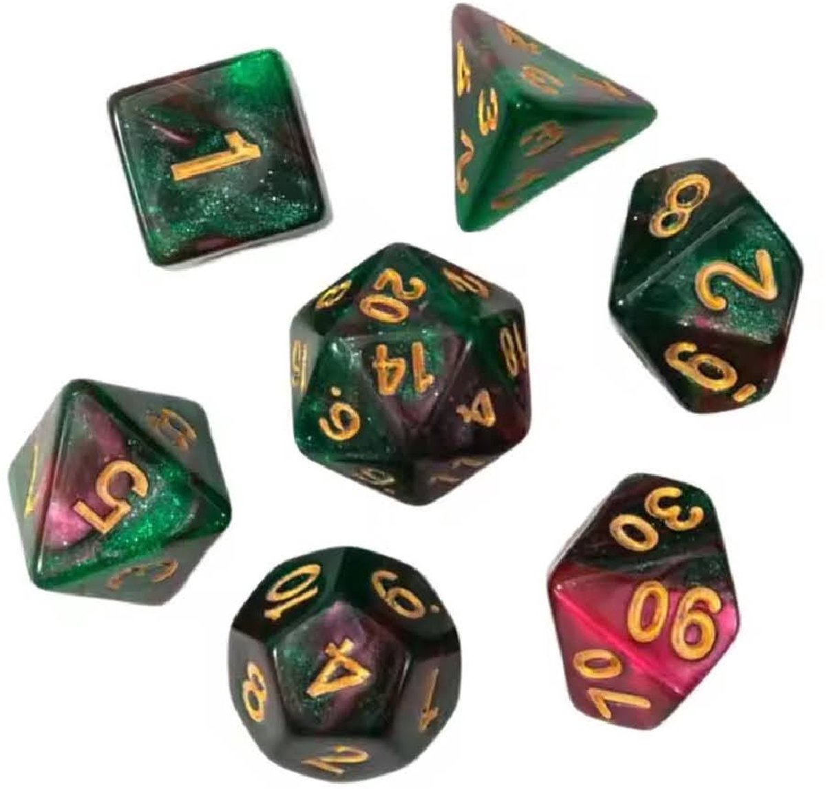 Lapi Toys - DnD dobblstenen - Dungeons and Dragons - polydice - Incl. dice bag - Acryl - Groen