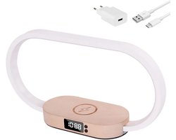 Luxuriq® Slaapkamer lamp - Nachtkastje lamp - Tafellamp Slaapkamer - Nachtlampje - Draadloze oplader - Digitale klok - Dimbaar - Sfeerverlichting - EU stekker
