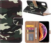 iPhone Xr Camouflage Design Boek hoesje met pasjesruimte