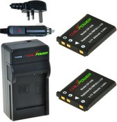 ChiliPower 2 x Li-40B / Li-42B accu's voor Olympus - Charger Kit + car-charger - UK version