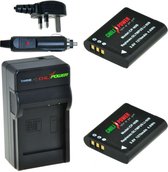 ChiliPower 2 x Li-90B accu's voor Olympus - Charger Kit + car-charger - UK version
