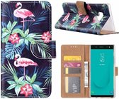 Samsung Galaxy J6+ (Plus) 2018 Flamingo Boek hoesje met Pasjesruimte