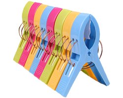 8 stuks wasknijpers, winddichte bevestigingsclips van kunststof, strandlakenklemmen, grote traceless kunststofklemmen, antislip bevestigingsvellen en quiltklemmen, geschikt voor quilts/strandlakens(blauw/rood/geel/groen)