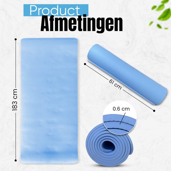 Padisport TPE Yogamat Licht Blauw – Pilates Mat – Yoga Mat Anti Slip - Yogamat - Fitnessmat van Padisport — afbeelding 2