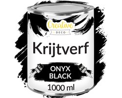 Creative Deco 1000 ml Onyx zwart Krijt-Verf | Mat en Wasbaar | Perfect voor Renovatie, Decoratie en Decoupage van Meubels | Egen en Gradient Effect Mogelijk