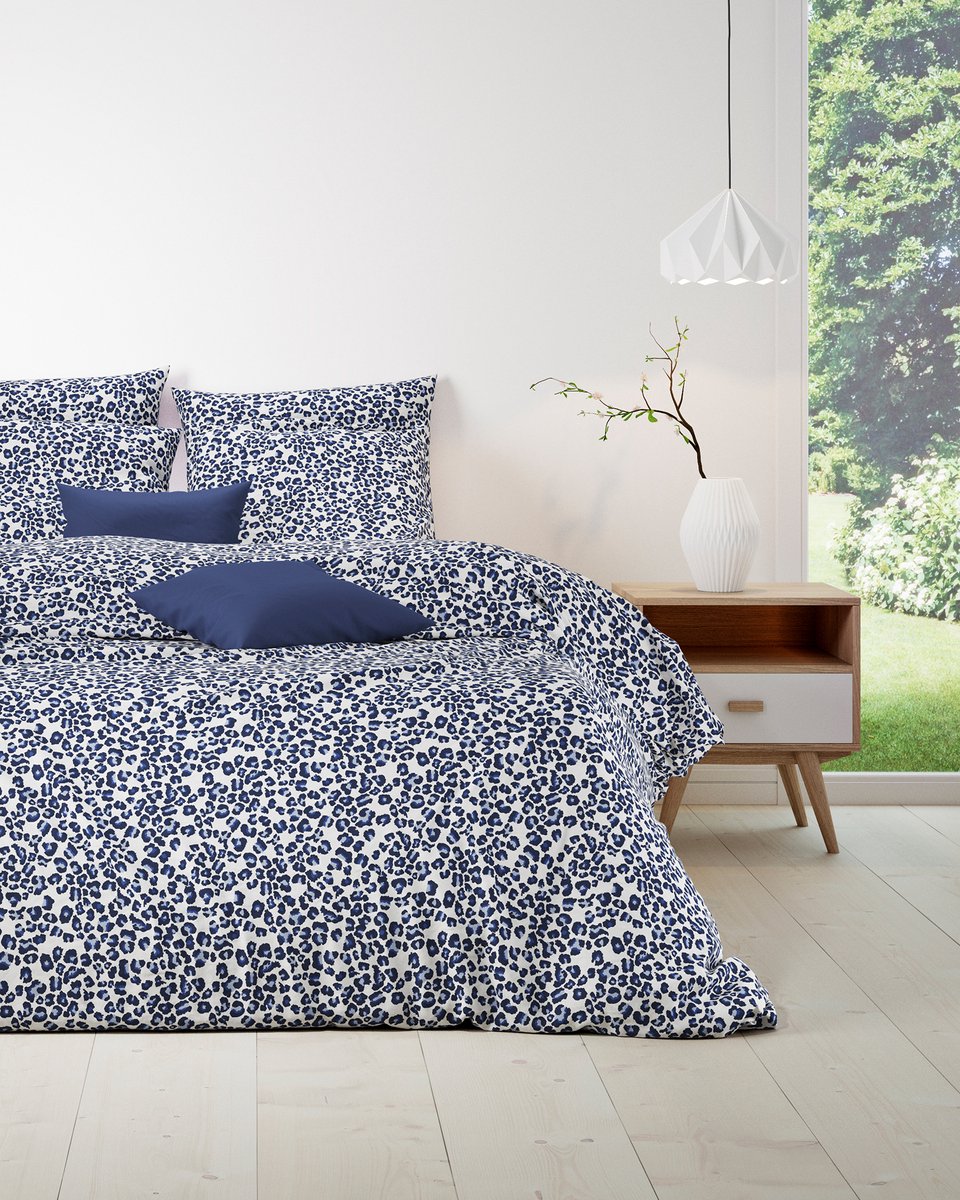 Mistral Home - DEKBEDOVERTREK - katoen renforcé - 270 x 220 cm + 2x 65 x 65 cm - extra breed - patroon - blauw