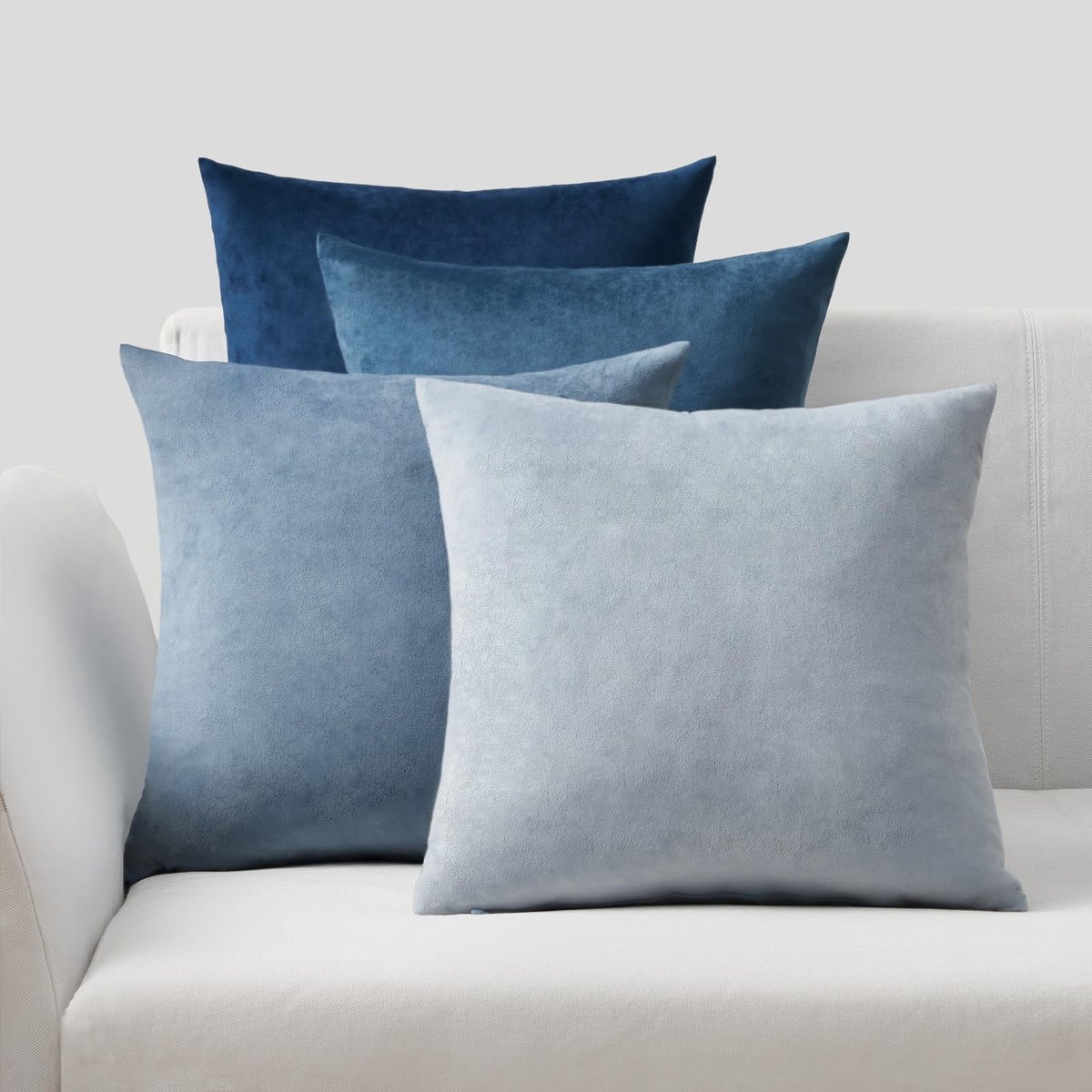 Ibenzoa Set van Vier Luxe Fluwelen Kussenhoezen voor Stijlvolle Woon- en Slaapkamerdecoratie blauw