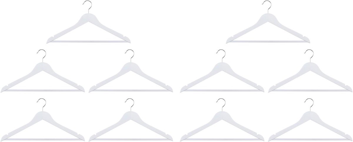 alpina Witte Kleerhangers 10 Stuks - Hout