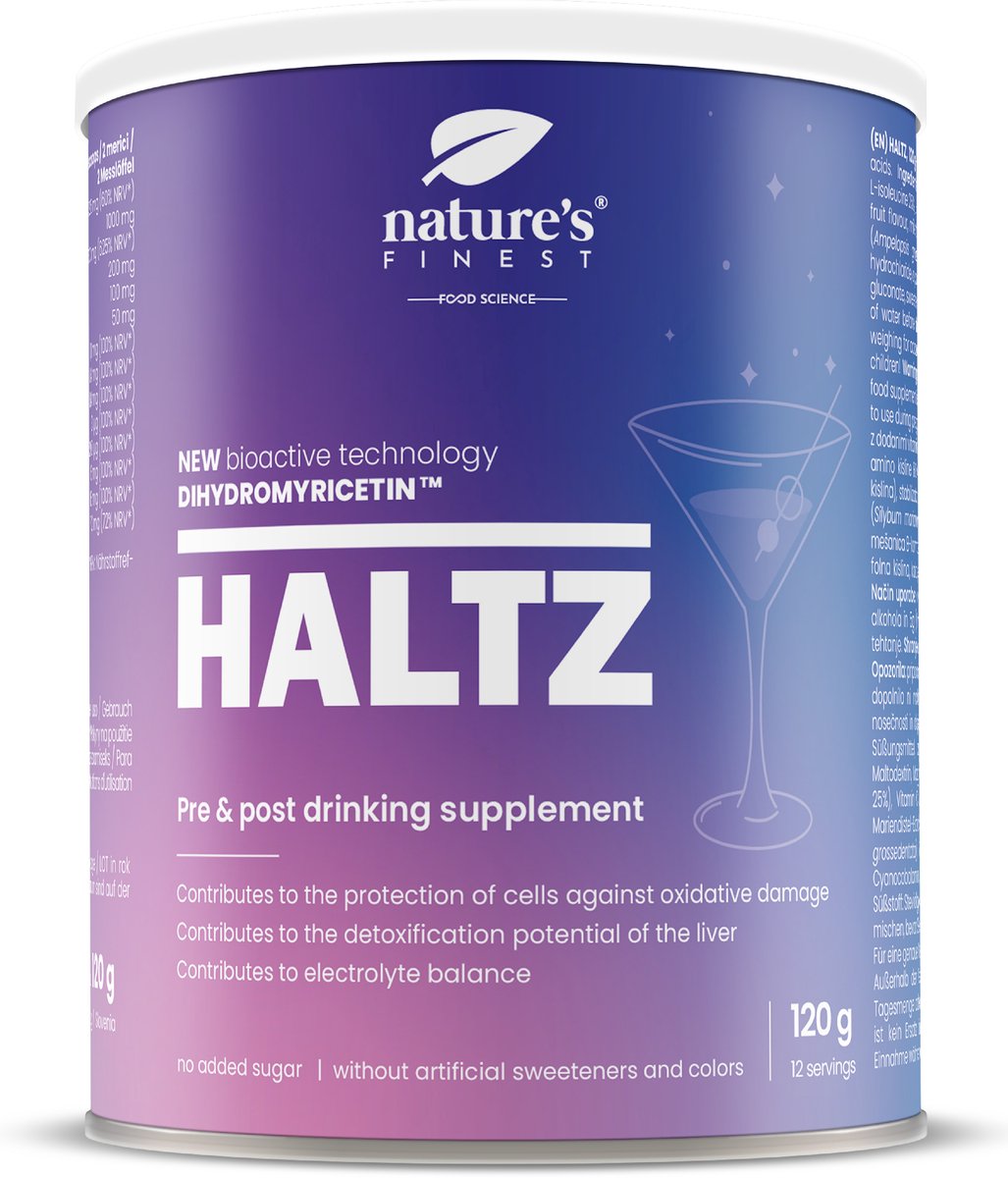 Goedkoopste Nature's Finest Haltz Anti-Kater Poeder 120 g – Tegen Kater, Vermoeidheid & Misselijkheid – Met DHM Flavonoïden, Elektrolyten, BCAA, Vitamine C & B-complex – Voor Energie, Leverdetox & Sneller Herstel na Alcohol