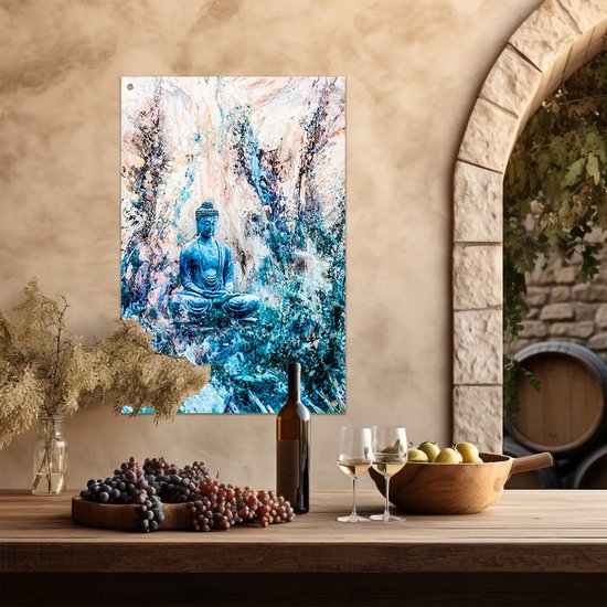 Boeddha kunst met serene uitstraling - Boeddha posters - Tuinkunst beeldhouwwerk - Abstract expressionisme - Schilderij voor tuin - Tuinschilderijen - tuinposter 30x45 cm