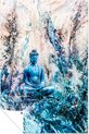Boeddha, Abstract expressionisme, Blauw, wit, grijs, beige, turquoise