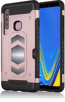 Ntech Samsung Galaxy A9 (2018) Luxe Armor Case Pashouder - Rose Goud