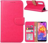 Ntech Hoesje voor Huawei P30 portemonnee hoesje / met opbergvakjes Pink
