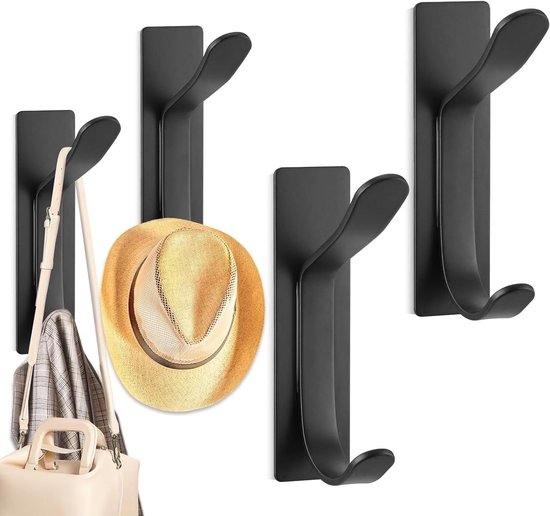 HNVNER Zwarte stok op haken Heavy Duty, metalen zelfklevende kapstokhaken 6 stuks, extra sterke kleverige wandhaken om op te hangen, waterdichte handdoekhaken voor badkamer, slaapkamer, keuken HNVNER Zwarte stok op haken Heavy Duty, metalen zelfklevende kapstokhaken 6 stuks, extra sterke kleverige wandhaken om op te hangen, waterdichte handdoekhaken voor badkamer, slaapkamer, keuken