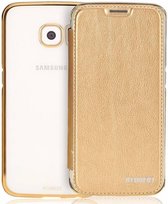 Samsung Galaxy S8 Folio Flip cover + Pasjes met ultra Dunne transparant TPU back cover Champagne Goud  - Ntech