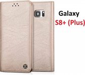 Ntech - Portemnnee Cover soft skin leather case met  pasjes voor  Samsung Galaxy S8+ (Plus) Champagne Goud