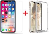 Ntech hoesje Geschikt voor iPhone Xs Screenprotector Tempered Glass + Anti Shock Hoesje