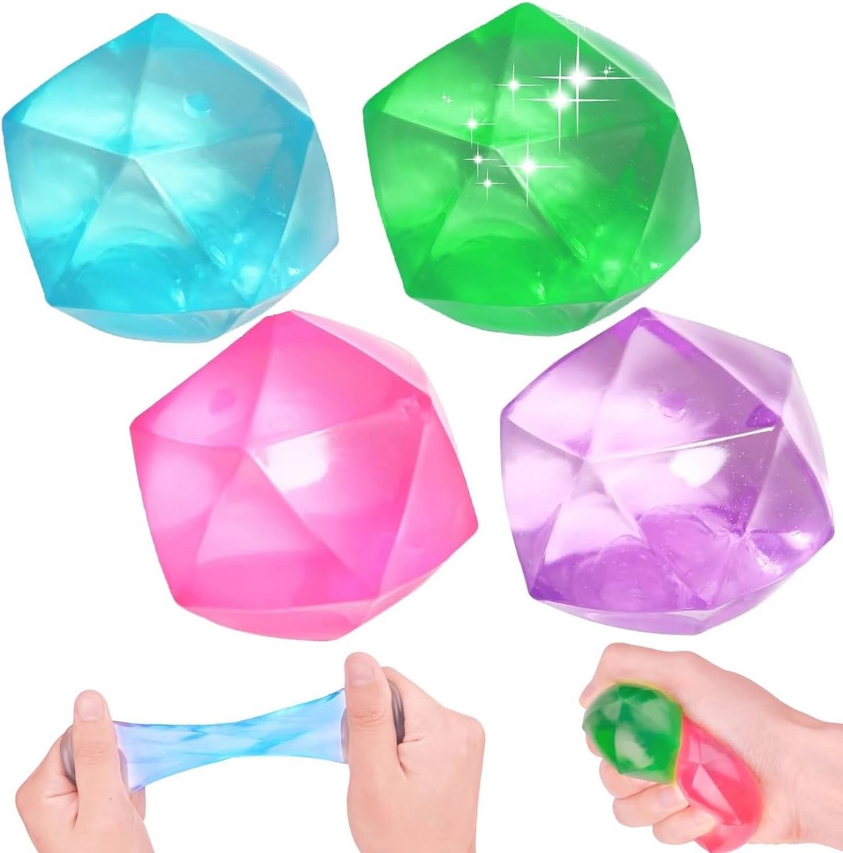 Druiven stressbal, 4 stuks, druivenstressbal, anti-stress, speelgoed, kleine knijpbal, anti-stress speelgoed, ballen om te kneden, drukken en te ontspannen (6 cm