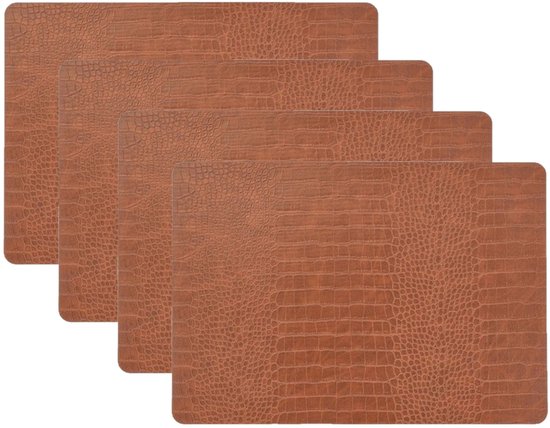 Sets de table Unique Living cuir Croco - 4x - 43 x 30 cm - marron - pvc - sets de table