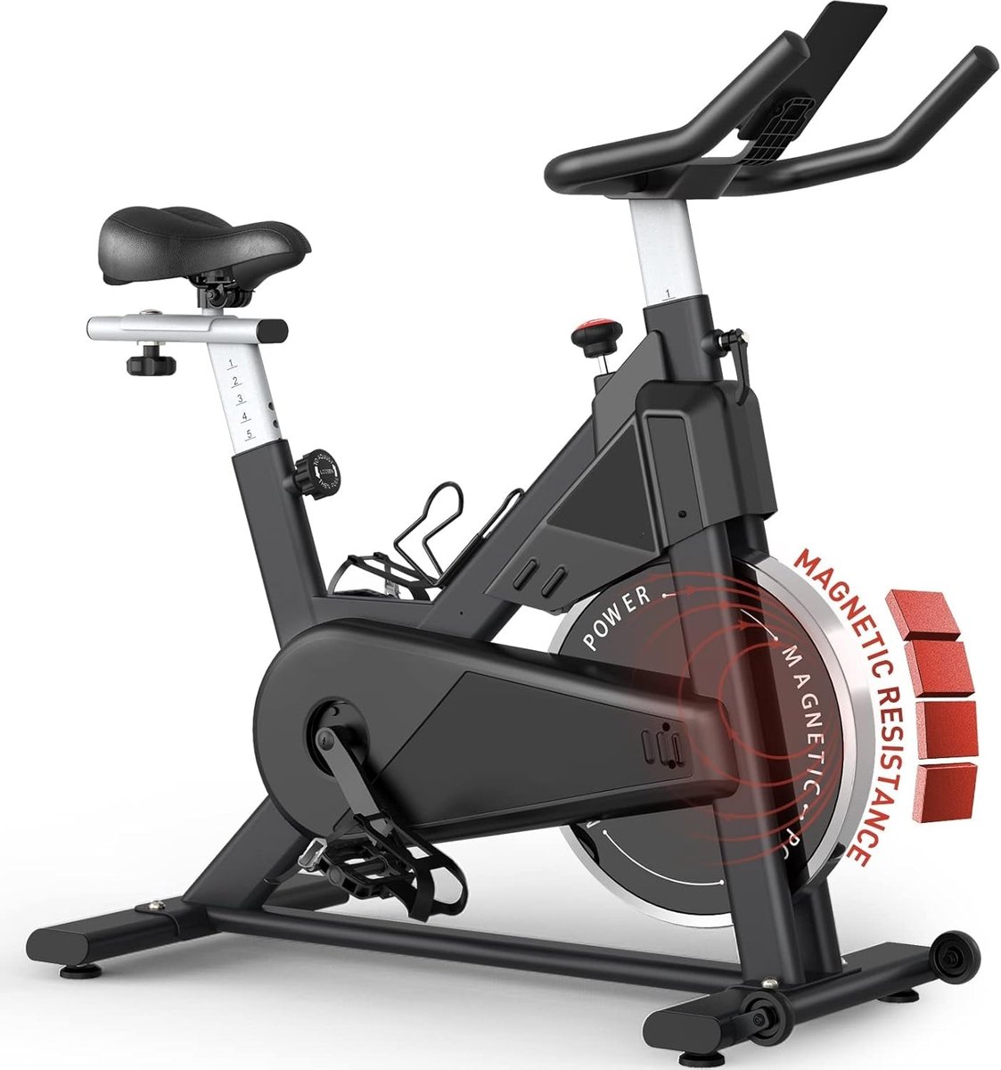 Fitnessfiets - Fitness Fiets Hometrainer - Indoor Cycle - met Magnetische Weerstand - Riemaandrijving - LCD-monitor met RPM - iPad-houder - Belastbaar tot 150 kg - 102 x 51 x 108 cm - Zwart