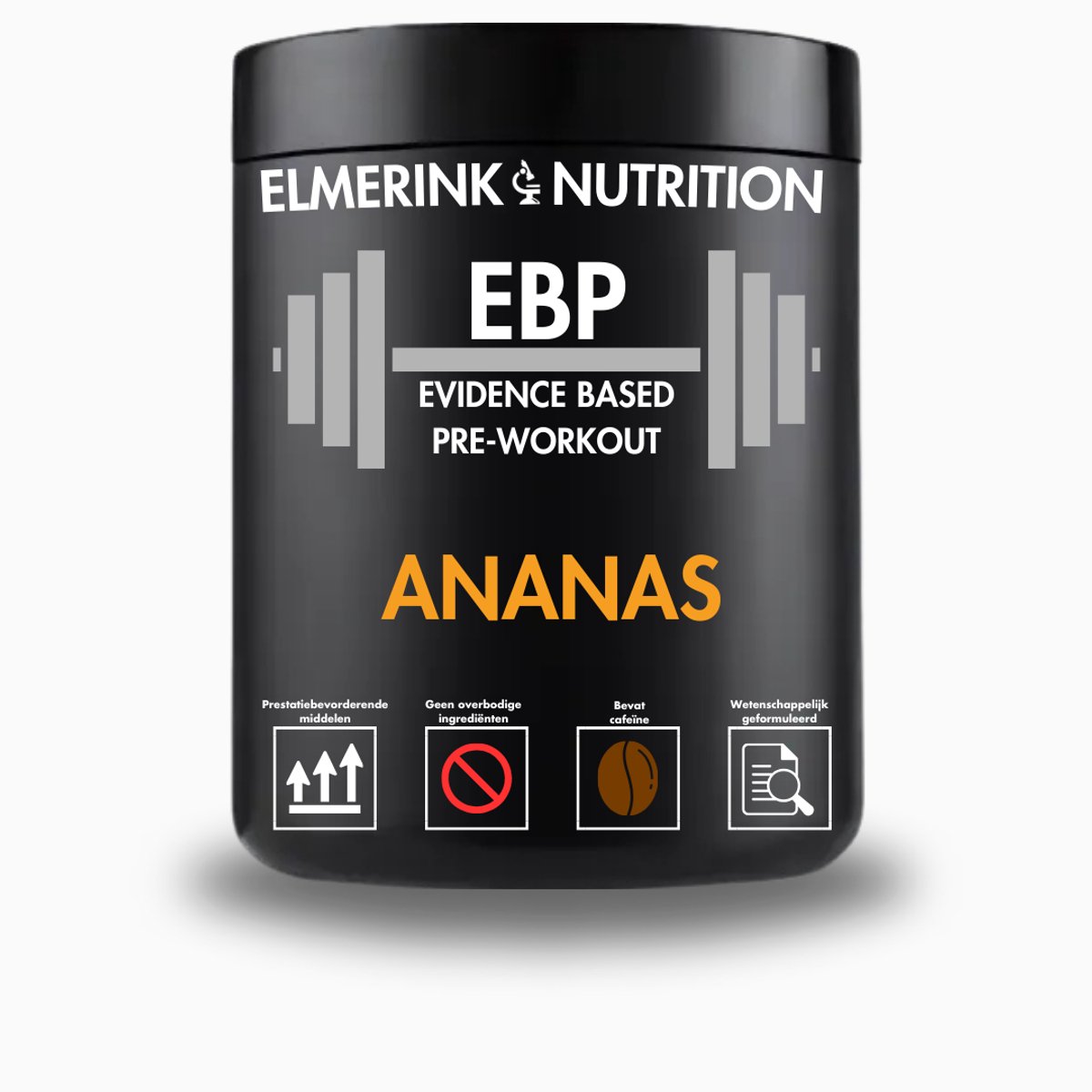 EBP Pre-Workout met Cafeïne – Ananas – 60 Doseringen – Verfrissende Smaak met Wetenschappelijk Onderbouwde Formule – Hooggedoseerd voor Krachttraining – Elmerink Nutrition