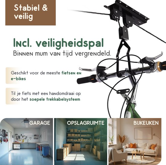 Recalma Fietslift - 60 kg draagkracht - elektrische fiets - lift-ophangsysteem
