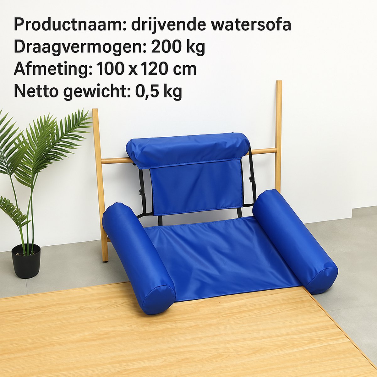 Blauwe Opblaasbare Drijfstoel - Drijvende WaterStoel LoungeStoel WaterHangmat Zwembad Ligbed Luchtbed - Floating Bed - Beach Float - Float LoungeStoel - Drijvende Water Ligstoel - Opblaasbaar – foto 4