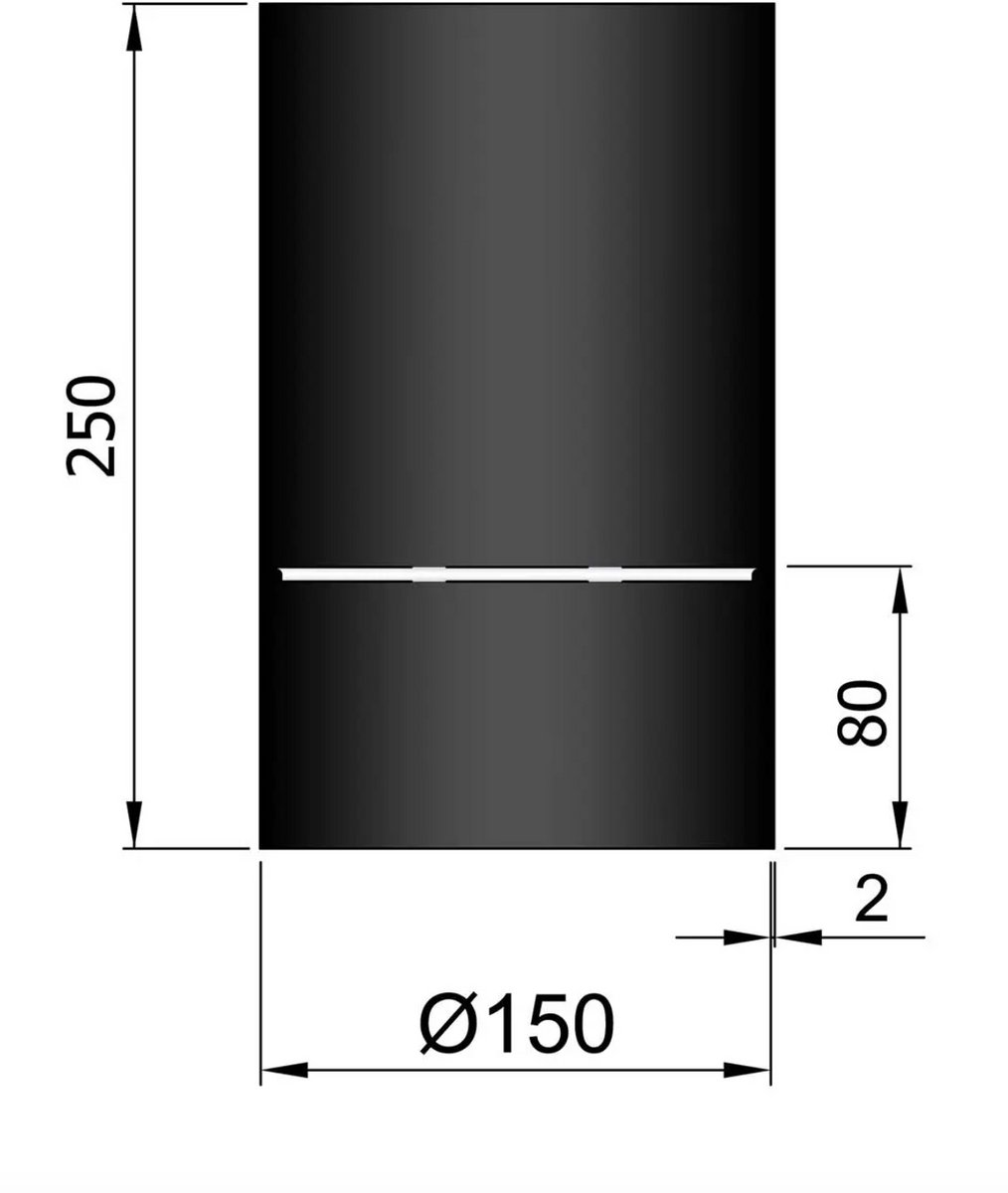 Kachelpijp Ø150 lengte 250 met condensring - staal - 2mm