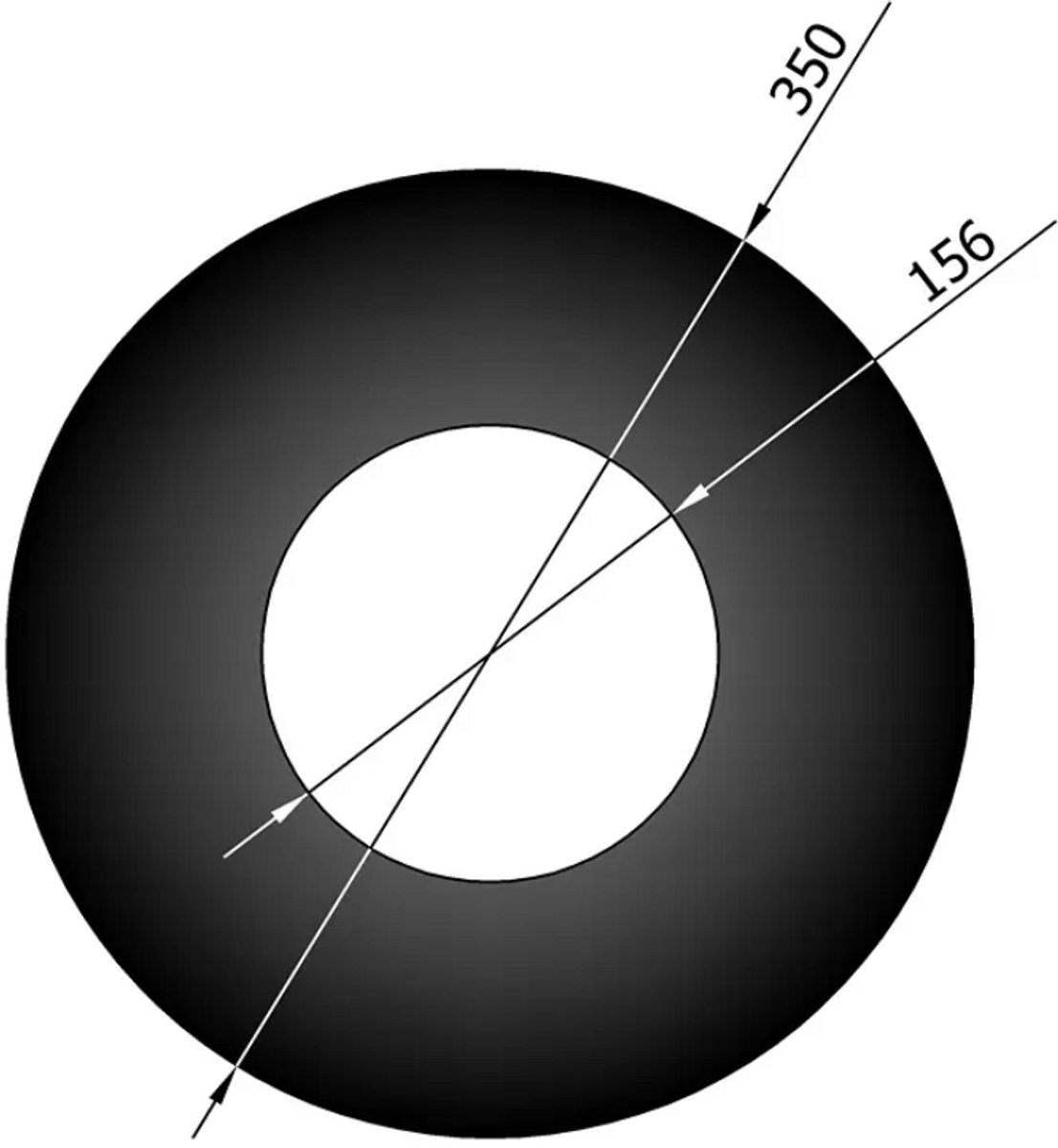 Kachelpijp Ø150 Rozet - staal - zwart - buitenmaat 350mm - gatdiameter 156mm - rand rondom 9cm