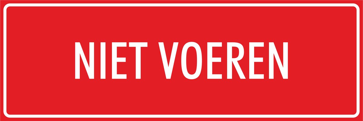 'Niet voeren' bordje - Rood - 30 x 10 cm - Dubbelzijdige tape