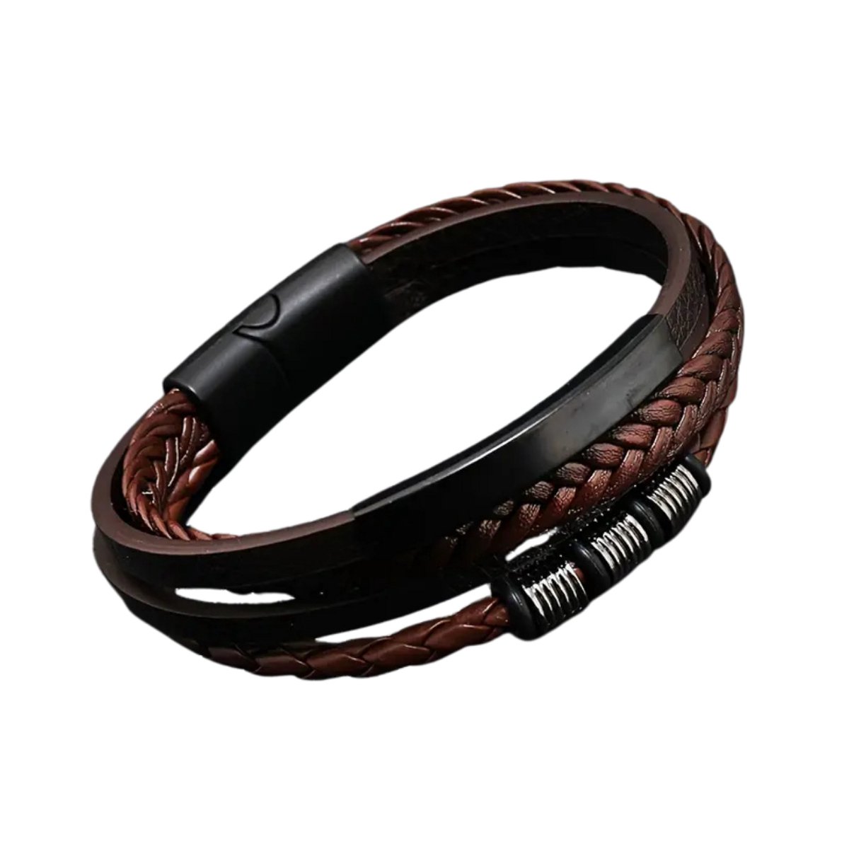 Nivard Armband - Staal - Nep Zilver - Heren - Koffie