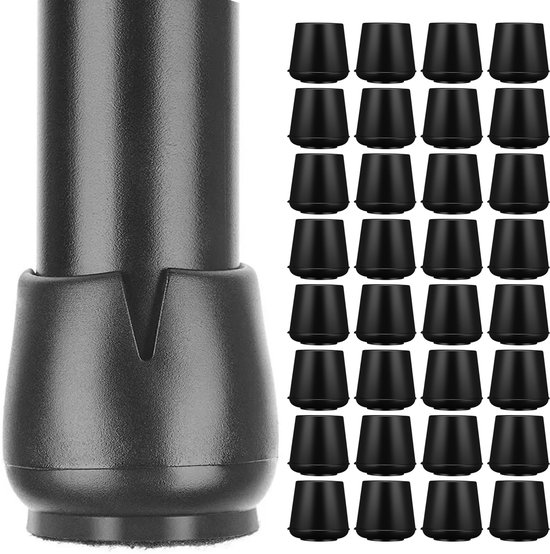 Protège-pieds de chaise - 32 pièces - Capuchons 12-16mm - Avec feutre anti-rayures - Rond - Zwart - Protection de sol - Chaussettes pieds de chaise